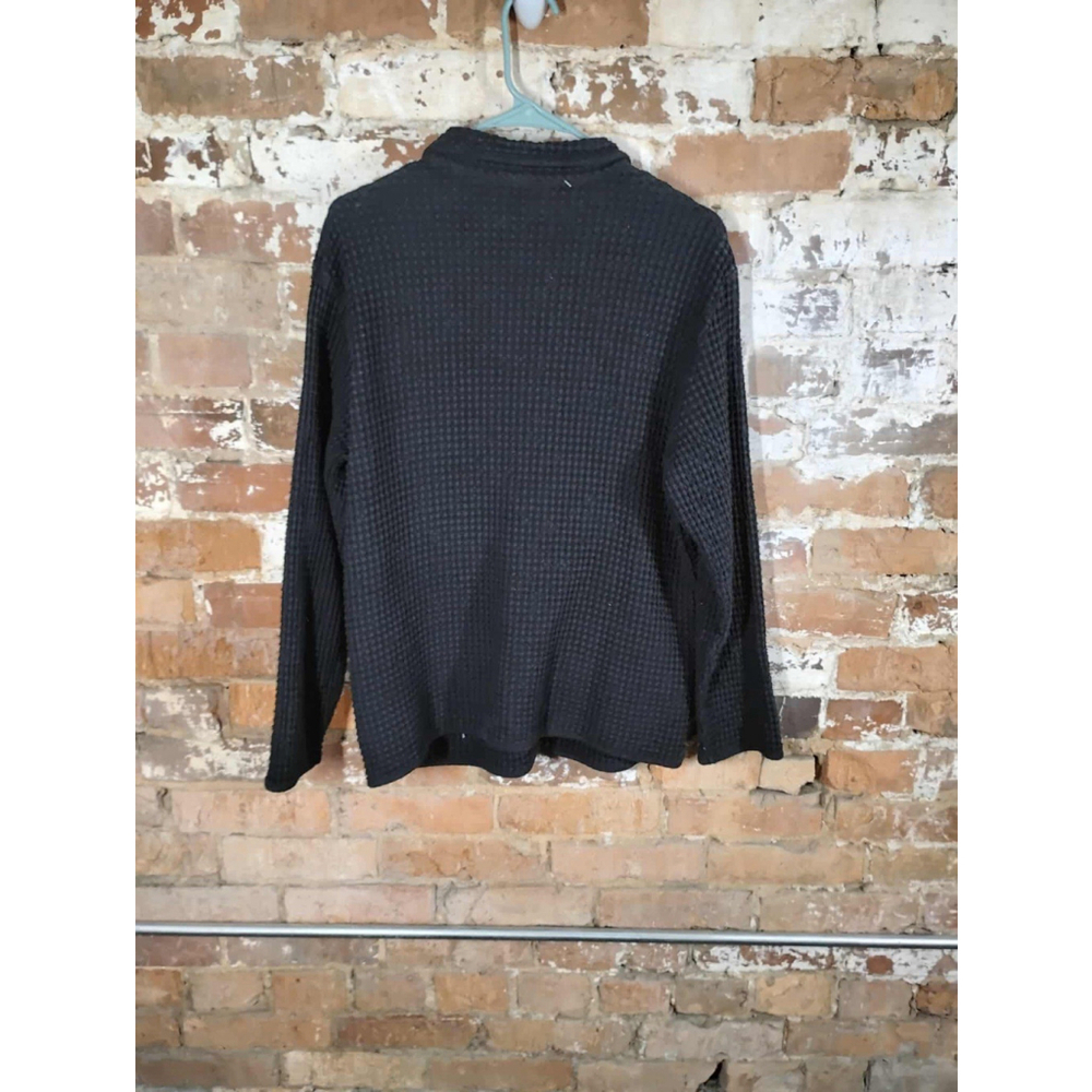 FOCUS Black Lagenlook Jacket Small Puffed Waffle Textured Weave Button Down Top - Picture 2 of 4